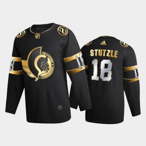 2020-21 Tim Stutzle Authentic Golden Limited Edition Ottawa Senators Jersey - Black