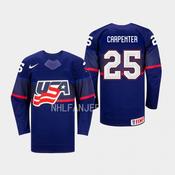 Alex Carpenter IIHF USA Hockey #25 Blue Away Jerse...