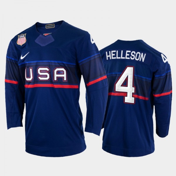 USA Hockey 2022 Winter Olympics Drew Helleson Blue Jersey