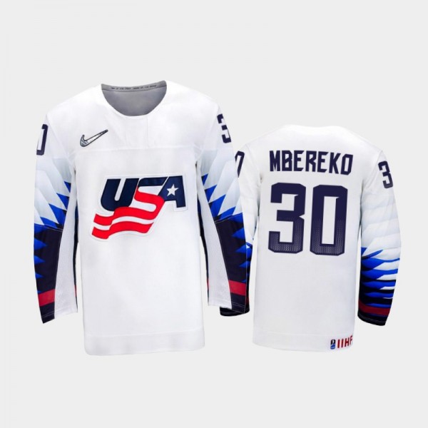 USA Hockey 2022 WJC  Kaidan Mbereko White Jersey