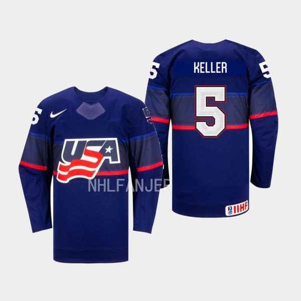 Megan Keller IIHF USA Hockey #5 Blue Away Jersey Unisex