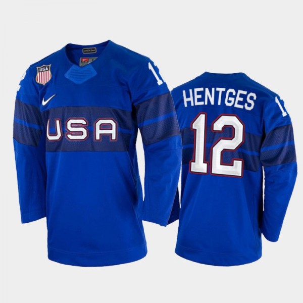 USA Hockey Sam Hentges 2022 Winter Olympics Jersey Royal