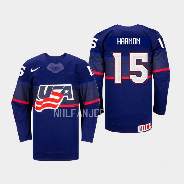 Savannah Harmon IIHF USA Hockey #15 Blue Away Jers...