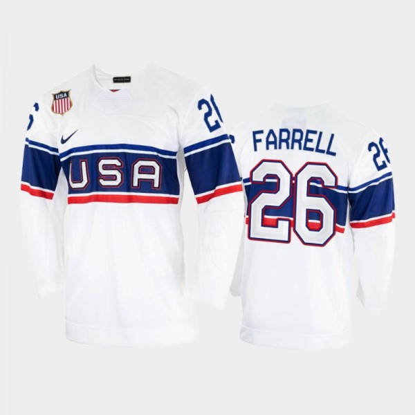 USA Hockey 2022 Winter Olympics Sean Farrell White Jersey