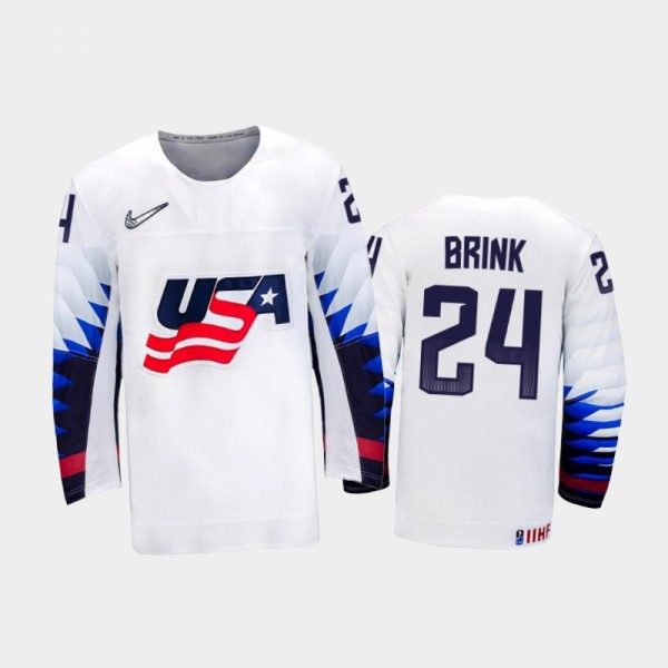 Bobby Brink 2021 IIHF World Junior Championship USA Team Home Jersey White