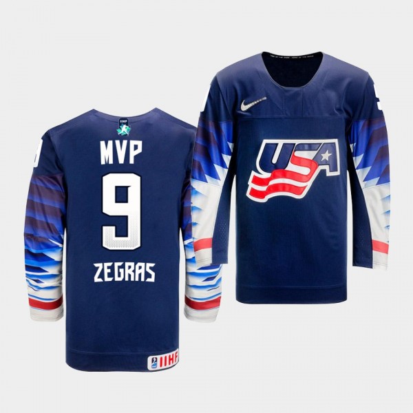 Trevor Zegras USA 2021 IIHF WJC MVP Jersey Gold Wi...