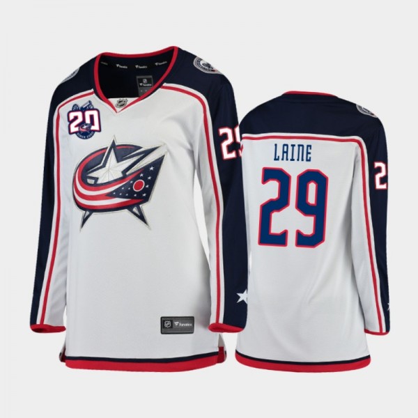 20th Anniversary Patrik Laine Blue Jackets Away Women's 2020-21 Jersey White