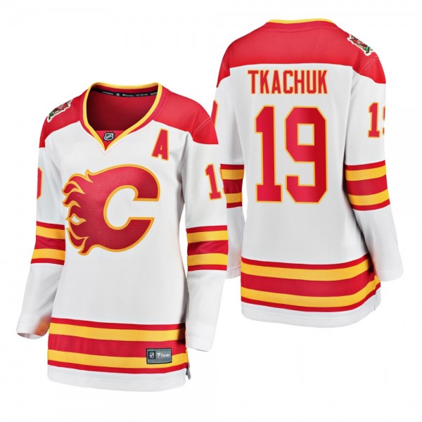 Flames Matthew Tkachuk 2019 Heritage Classic White Women's Breakaway Jersey