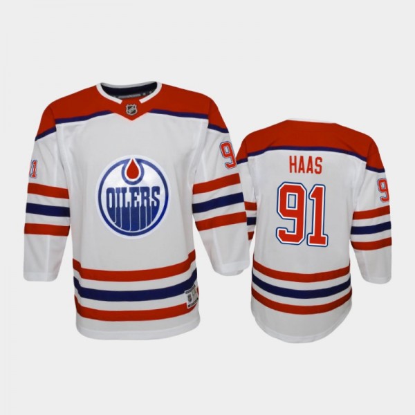 Gaetan Haas Reverse Retro Replica Youth Edmonton Oilers 2020-21 White Jersey