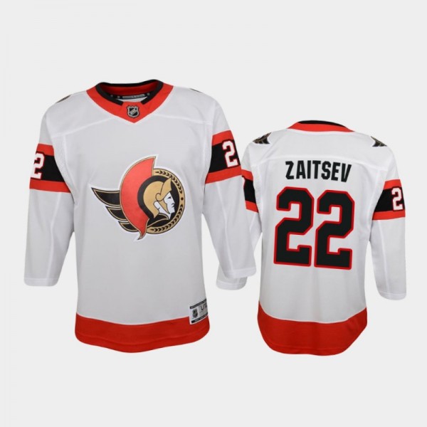 Nikita Zaitsev Away Youth Ottawa Senators 2021 Whi...